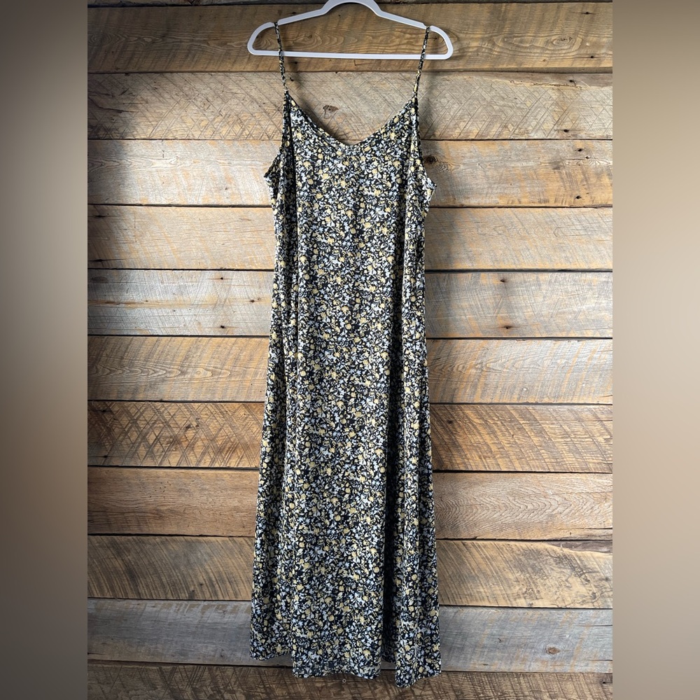 NATURAL LIFE Floral Maxi Dress - Black and Yellow